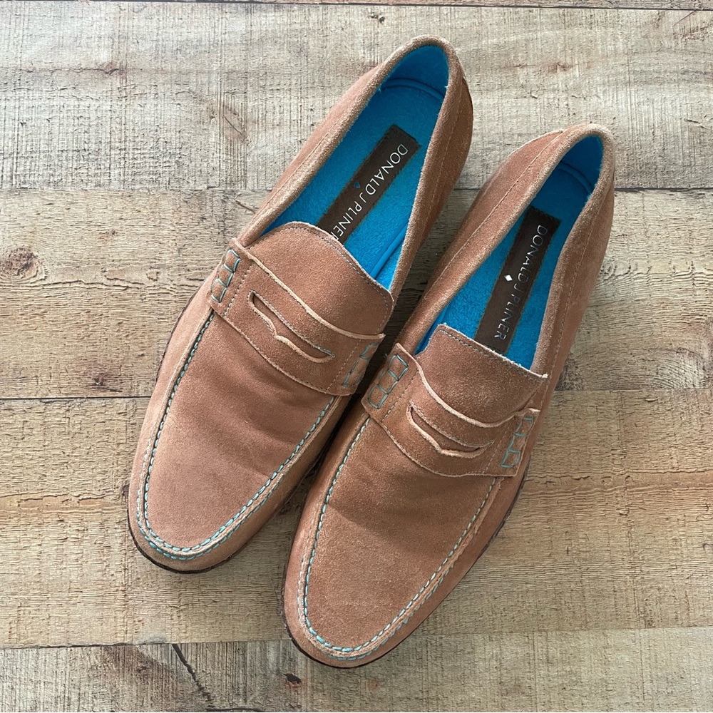 Donald J Pliner NAIM Waxy Suede Shoes with Aqua Terry Lining  NEW mens 11